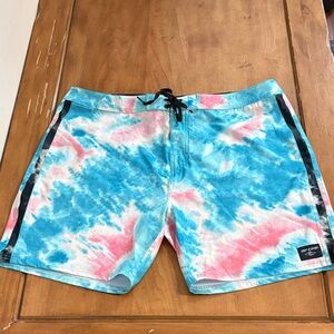 Rip Curl Mirage Blue and Pink Tie-Dye Board Shorts Size 40